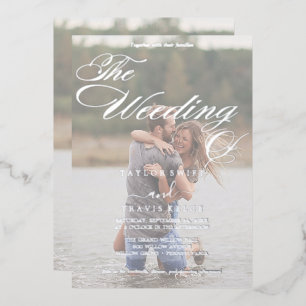 Romantic   Silver Foil Faded Photo Wedding  Foil Invitation
