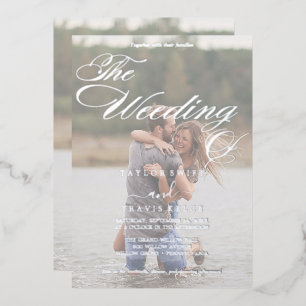 Romantic   Silver Foil Faded Photo Wedding  Invitation