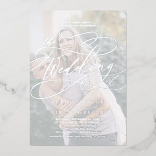 Romantic   Silver Foil Faded Photo Wedding Invitation