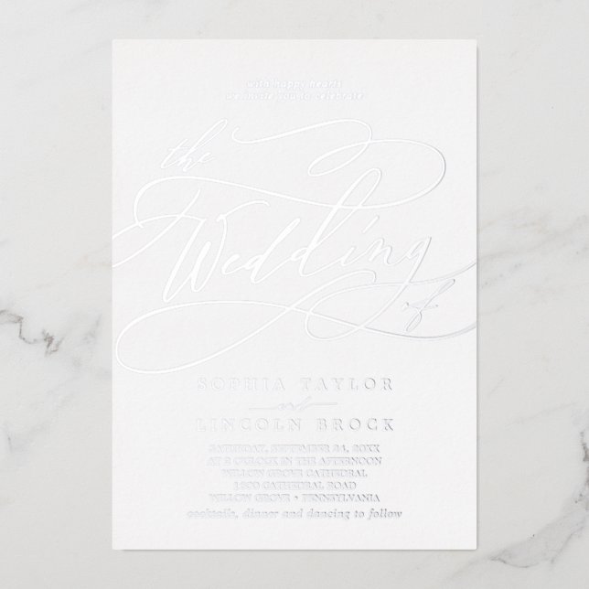 Romantic Silver Foil Flourish The Wedding Of Foil Invitation (Front)