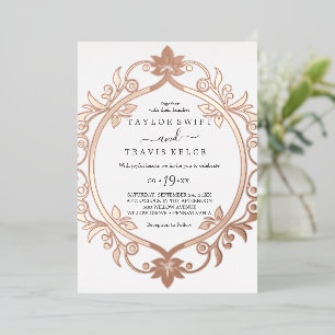 Romantic Silver Foil Flourish Wedding Invitation
