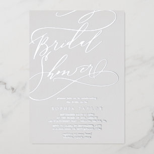 Romantic Silver Foil Gray Bridal Shower Invitation