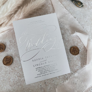 Romantic Silver Foil Gray Flourish The Wedding Of Invitation