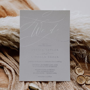 Romantic Silver Foil Gray   Flourish We Do Wedding Invitation