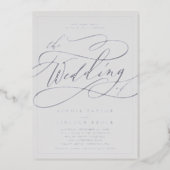 Romantic Silver Foil Gray | Frame Wedding Foil Invitation (Front)