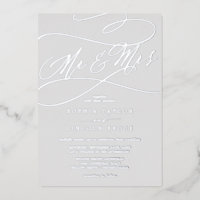 Romantic Silver Foil Gray Mr & Mrs Wedding