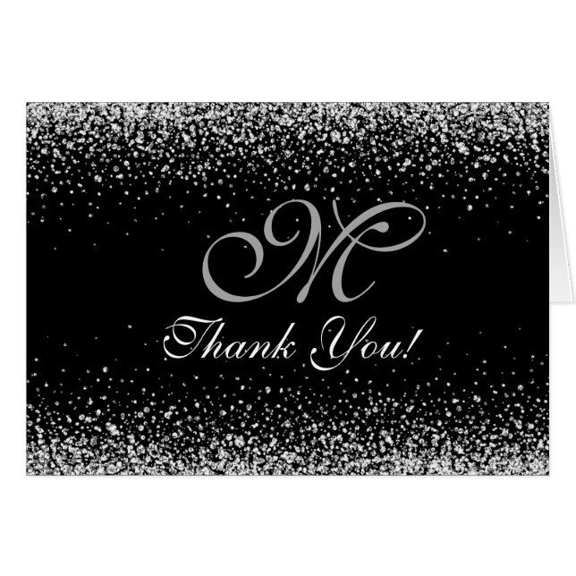 Romantic Silver Glitter Night Sky Cards (Front Horizontal)