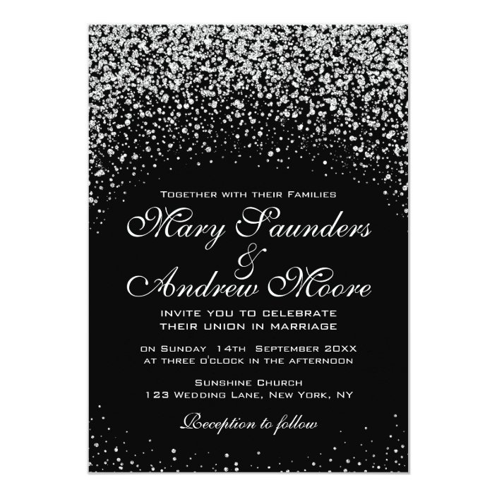 Romantic Silver Glitter Night Sky Invitation | Zazzle.com