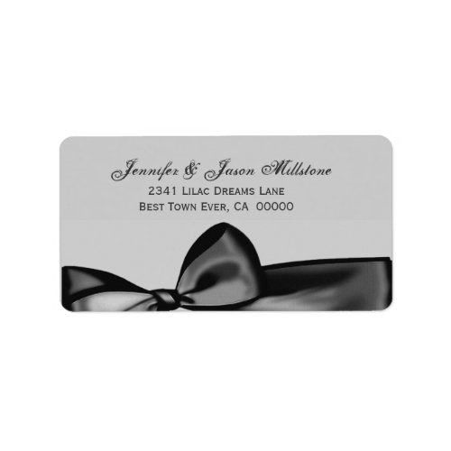 Romantic Silver Gray Black Bow Wedding Label