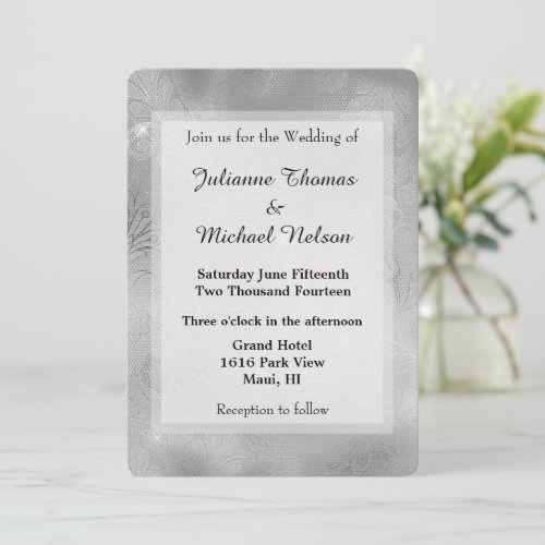 Romantic Silver Lace Wedding Invitation