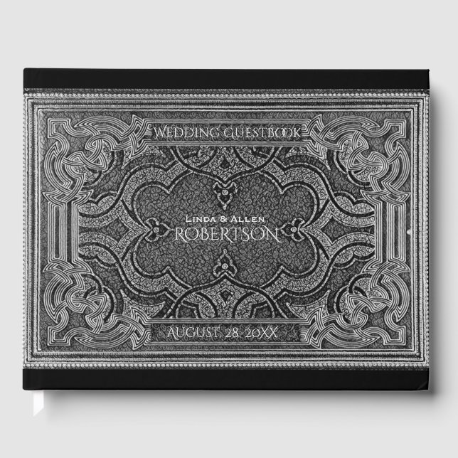 Romantic Silver Vintage Look Guest Book (Front)