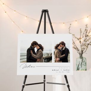 Romantic Simple 2 Photo Wedding Welcome Sign