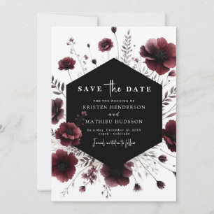 Romantic Simple Burgundy Wedding Save The Date