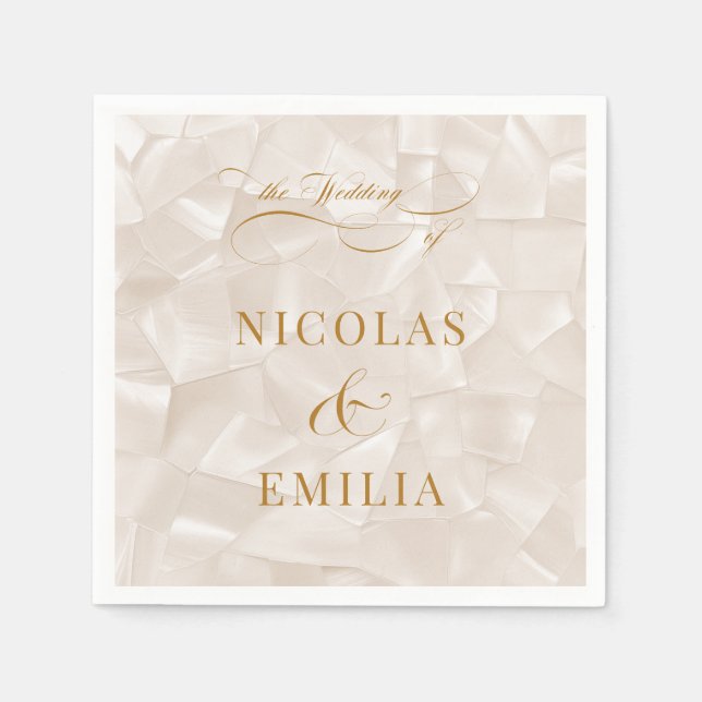 Romantic Simple Neutral Wedding Napkins (Front)