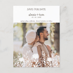 Romantic Simple Wildflowers Photo Wedding Postcard