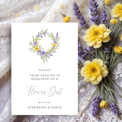 Romantic Simple Yellow Lavender Wreath Flower Girl