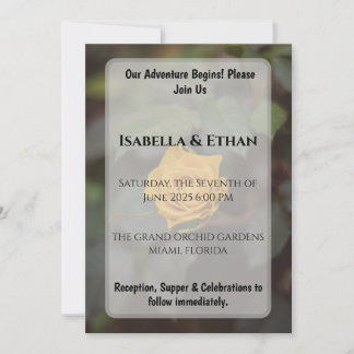 Romantic Single Yellow Rose Dark Garden Wedding Invitation