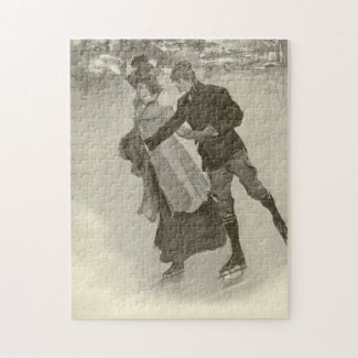 Romantic Skaters - Vintage Jigsaw Puzzle