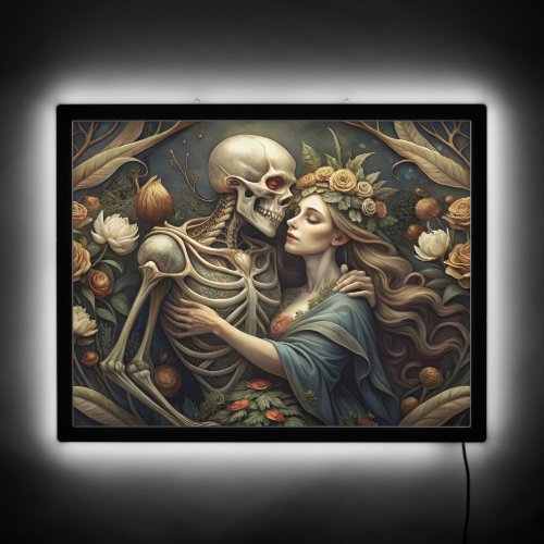 Romantic Skeleton and Maiden Illuminated Sign