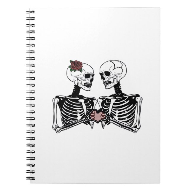 Romantic Skeleton Couple Gothic With Heart Hands Notebook (Front)