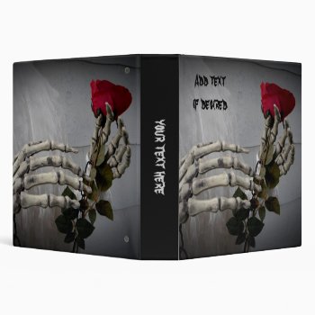 Romantic Skeleton Hands With Red Rose Medium 3 Ring Binder by TheHopefulRomantic at Zazzle
