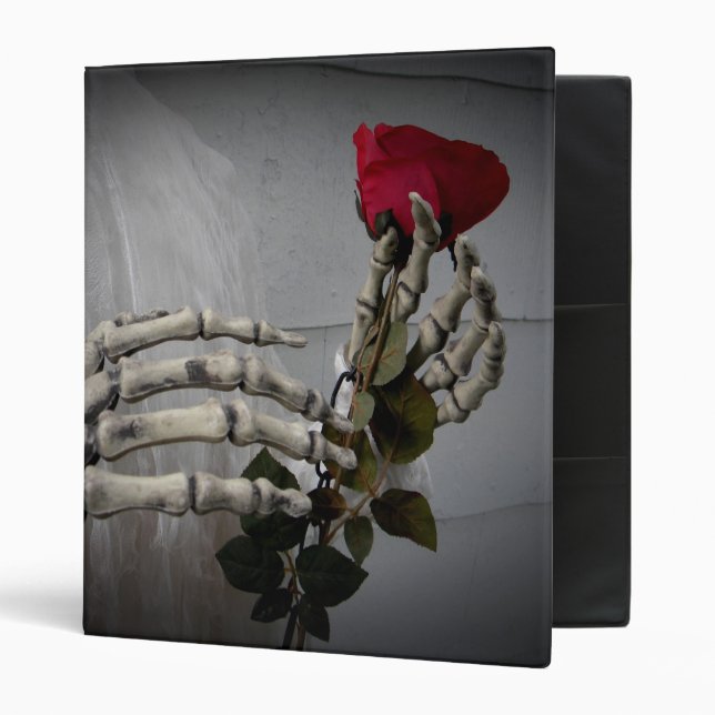 Romantic skeleton holding a rose 3 ring binder (Front/Inside)