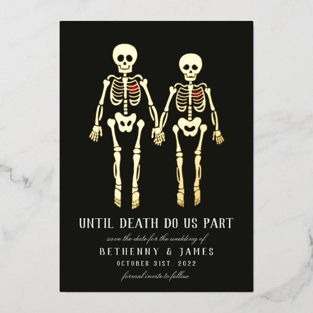 Romantic Skeletons Foil Invitation (Front)