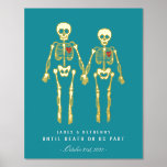 Romantic Skeletons Foil Prints<br><div class="desc">Funny and witty anniversary gift with gold foil skeletons and big red hearts. Get ready for your October weddings with a Halloween or Day of the Dead theme. Perfect for fans of spooky holidays or horror.</div>