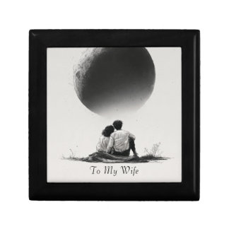 Romantic Sketch of Couple with Custom Text Gift Box