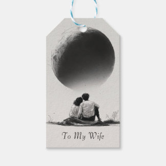Romantic Sketch of Couple with Custom Text Gift Tags