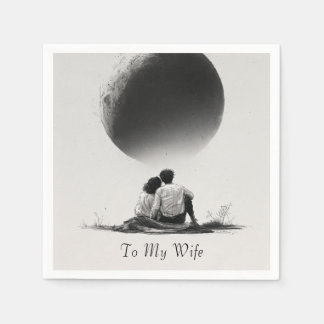 Romantic Sketch of Couple with Custom Text Napkins