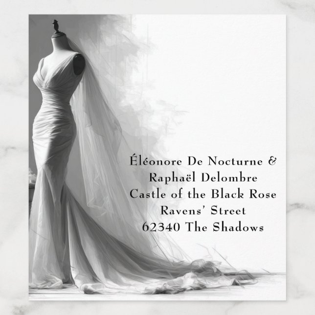 Romantic Sketch Wedding Envelope Vintage Perfume Liner (Design)