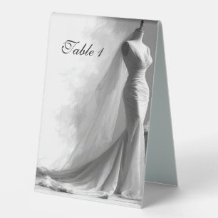 Romantic Sketch Wedding Table Number Card with Per Table Tent