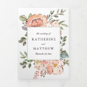 Romantic Sketchbook Florals All-In-One Wedding Tri-Fold Invitation (Cover)