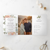 Romantic Sketchbook Florals All-In-One Wedding Tri-Fold Invitation (Inside)