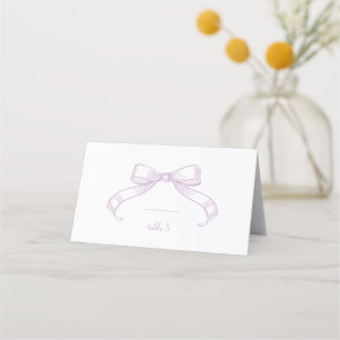Romantic Sketched Bow Lilac Handwrite Place Card