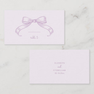 Romantic Sketched Bow Lilac Handwrite Place Card
