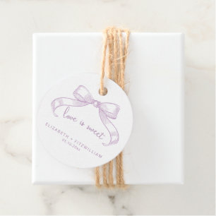 Romantic Sketched Bow Lilac Love is Sweet Favor Tags
