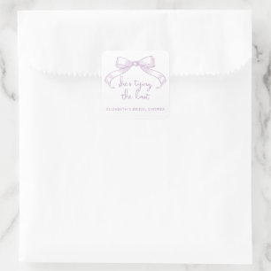 Romantic Sketched Bow Lilac She's Tying the Knot Square Sticker