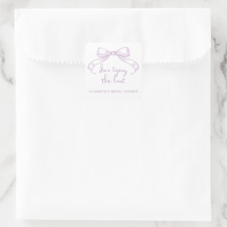 Romantic Sketched Bow Lilac She's Tying the Knot Square Sticker