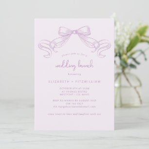 Romantic Sketched Bow   Lilac Wedding Brunch  Invitation