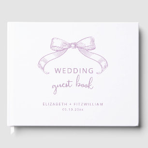 Romantic Sketched Bow Lilac Wedding Guest Book