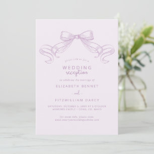 Romantic Sketched Bow   Lilac Wedding Reception  Invitation