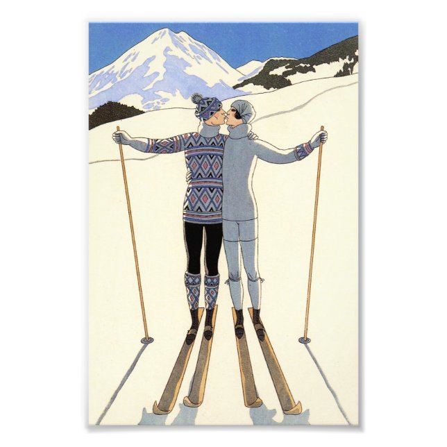 Romantic Skiing Couple Photo Print (Front)