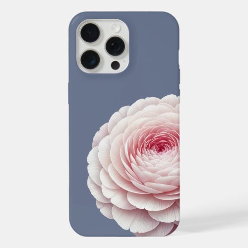 Romantic Slate Blue Blush Floral iPhone 15 Pro Max Case