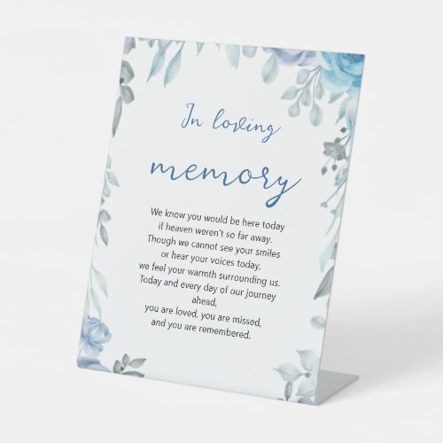Romantic Slate Blue Floral Modern Memorial Honor Pedestal Sign