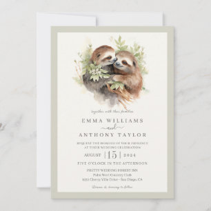 Romantic Sloth Couple Wedding Invitation