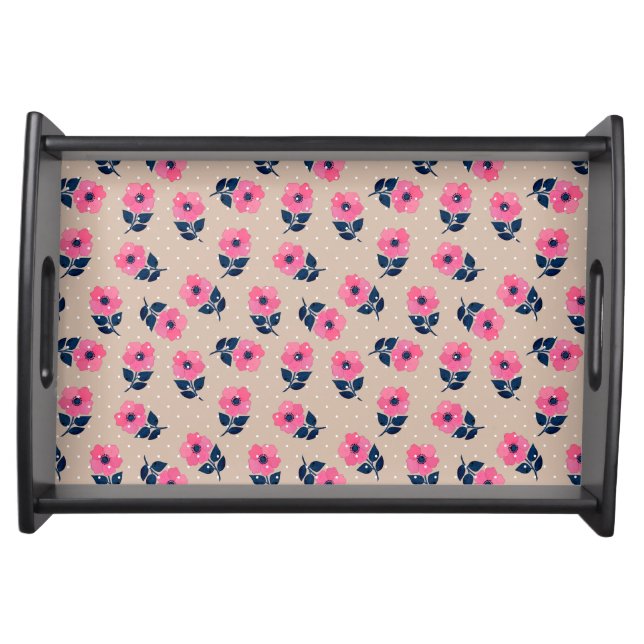 Romantic Small Pink Flowers Pattern Serving Tray (Front)