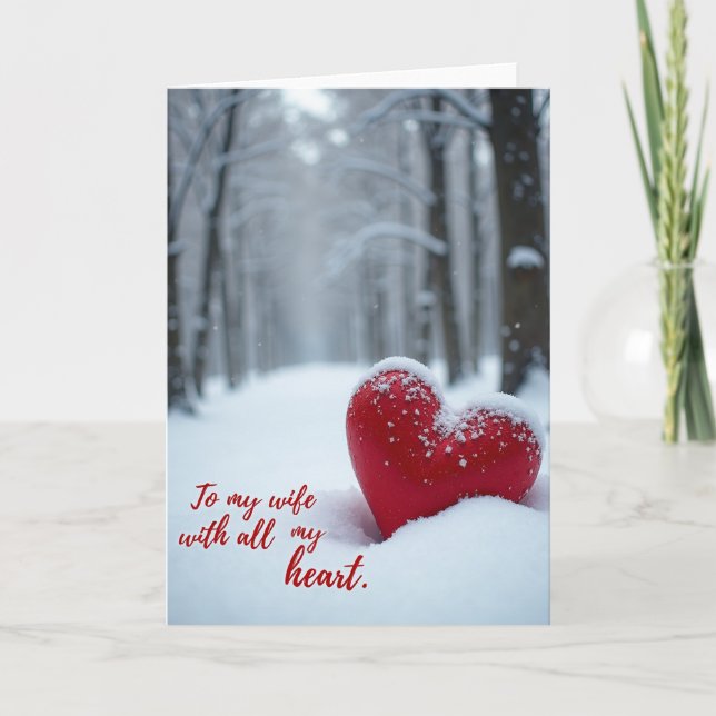 Romantic Snow Heart Card for Wife (Front)