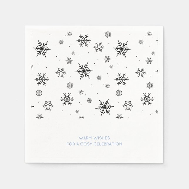 Romantic Snowflakes Pattern Winter Wedding Napkin (Front)